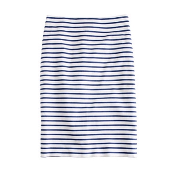 J. Crew No. 2 Pencil Skirt Navy Blue Deck Stripe 0 - Picture 6 of 7